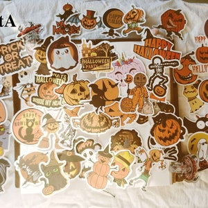 Halloween Waterproof Stickers,Pumpkin,Witches,Ghosts,Cats,Bats