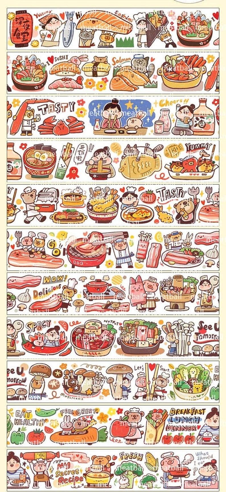 Night Dinner,Drink and Food Washi Tape