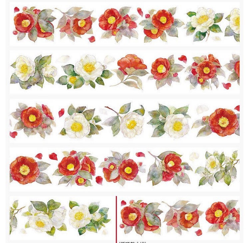 Camellia Flower Washi/PET Tape