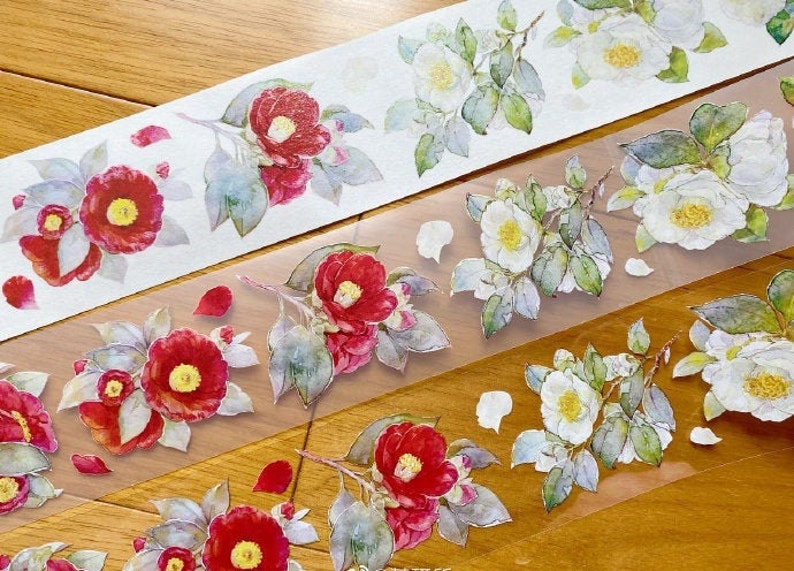 Camellia Flower Washi/PET Tape