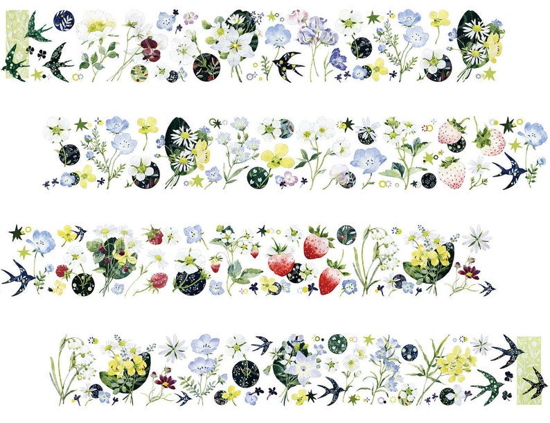 Spring Flowers, Swallow Washi/PET Tape