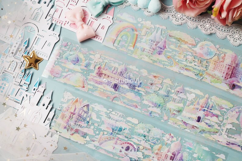 Rainbow Color Fairy Castle PET Tape