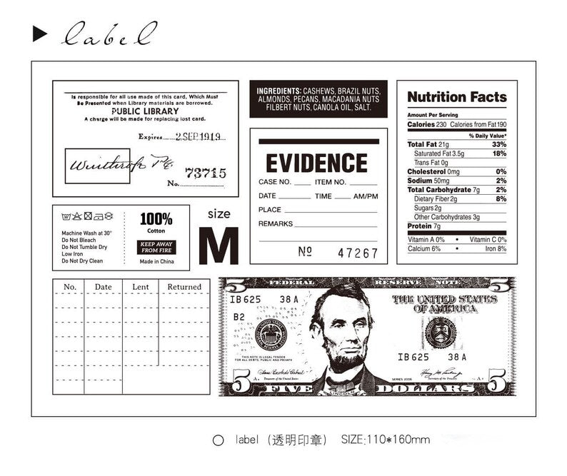 Library, Nutrition Facts, Label Clear Stamps, Mood-46