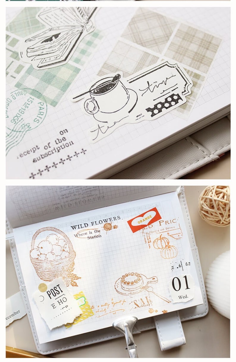 Clear Rubber Stamp Set, Afternoon Tea Coffee Cake Transparent Stamp, Fruit Basket Pumpkin Stamp for Scrapbook,Collage Card Making Mood-52