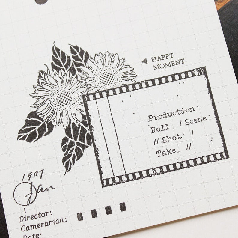 Film Frame Sunflower Rubber Stamp Set