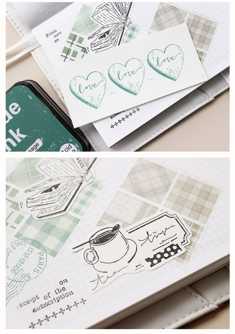 Afternoon Tea Coffee Book Rubber Stamps Set