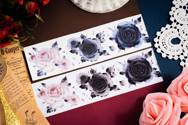 Dark Roses Washi/PET Tape