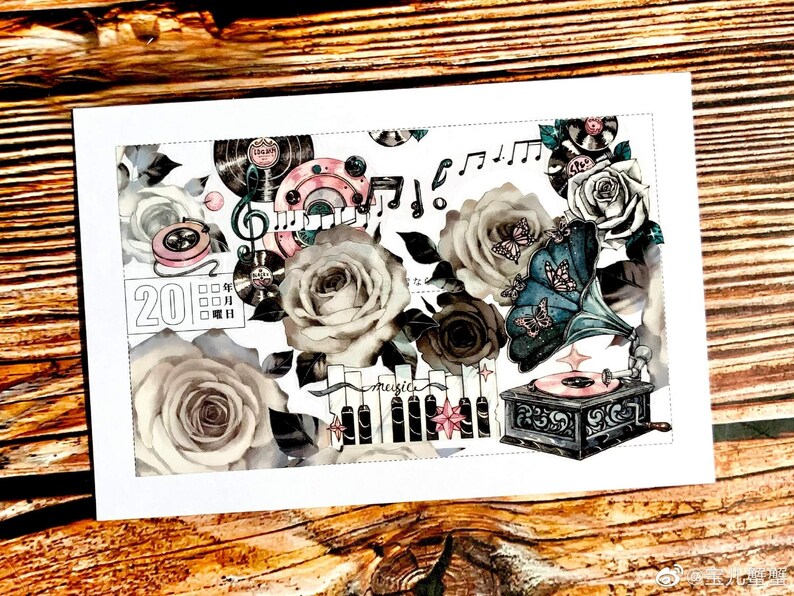 Dark Roses Washi/PET Tape