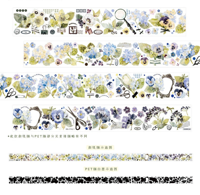 Hyacinth Flowers Washi/PET Tape