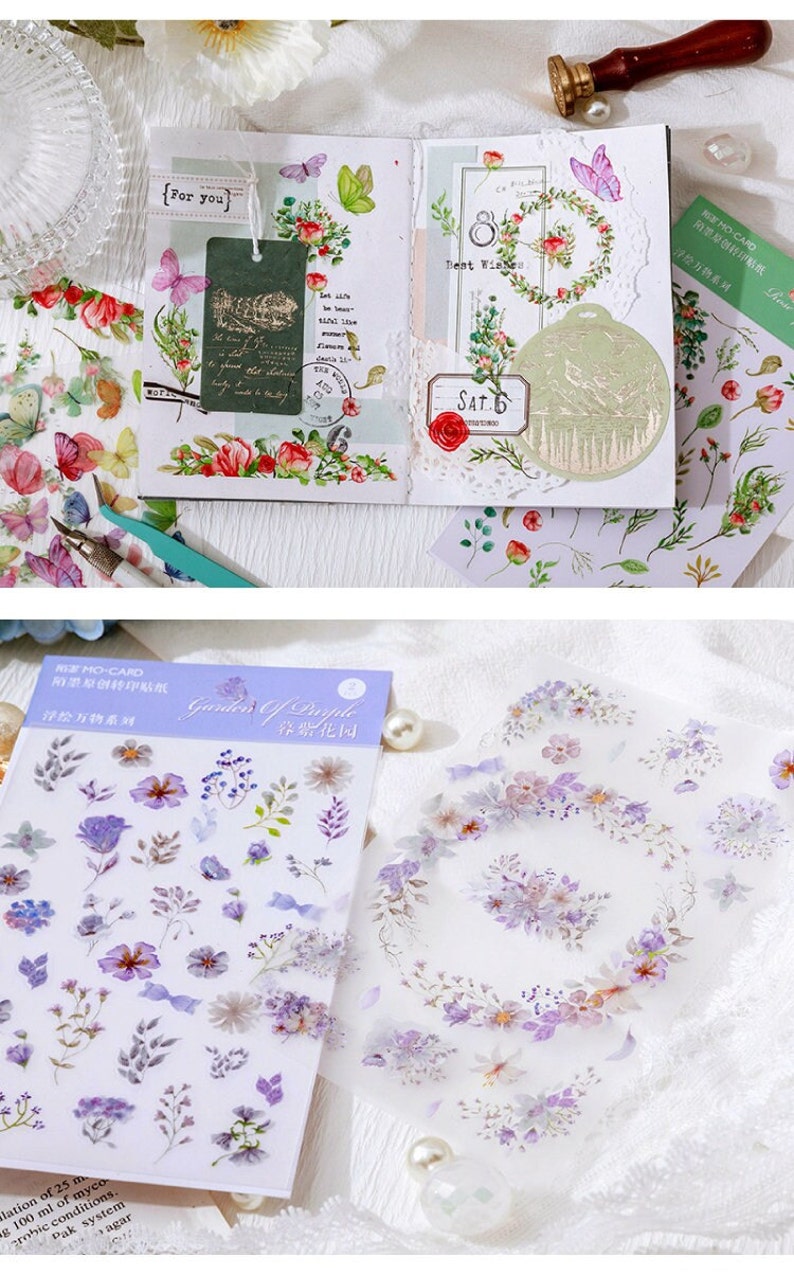 Rub On Transfers Flowers Stickers Sheet