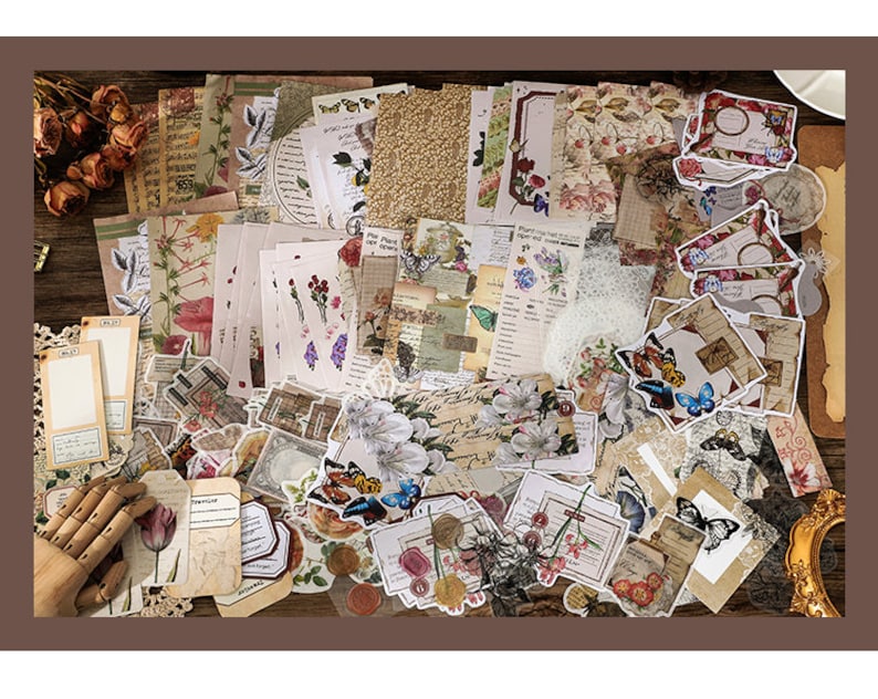 260pcs Nature Flowers Junk Journal Kit