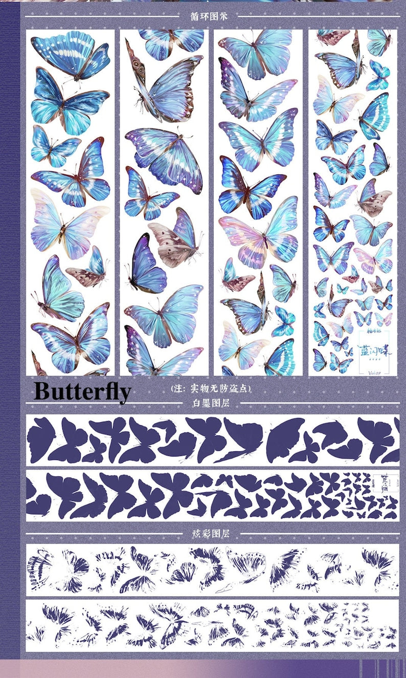 Blue Shine Butterfly PET Tape