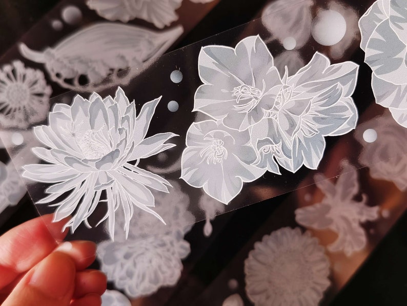 Transparent White Flower PET Tape