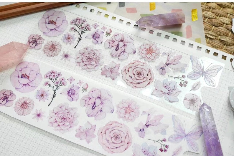 Blooming Flowers and Leaves Washi/PET Tape