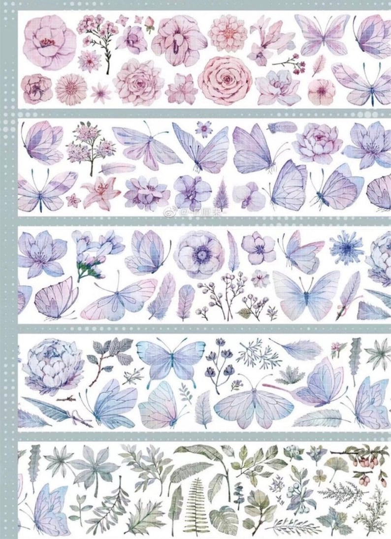 Blooming Flowers and Leaves Washi/PET Tape