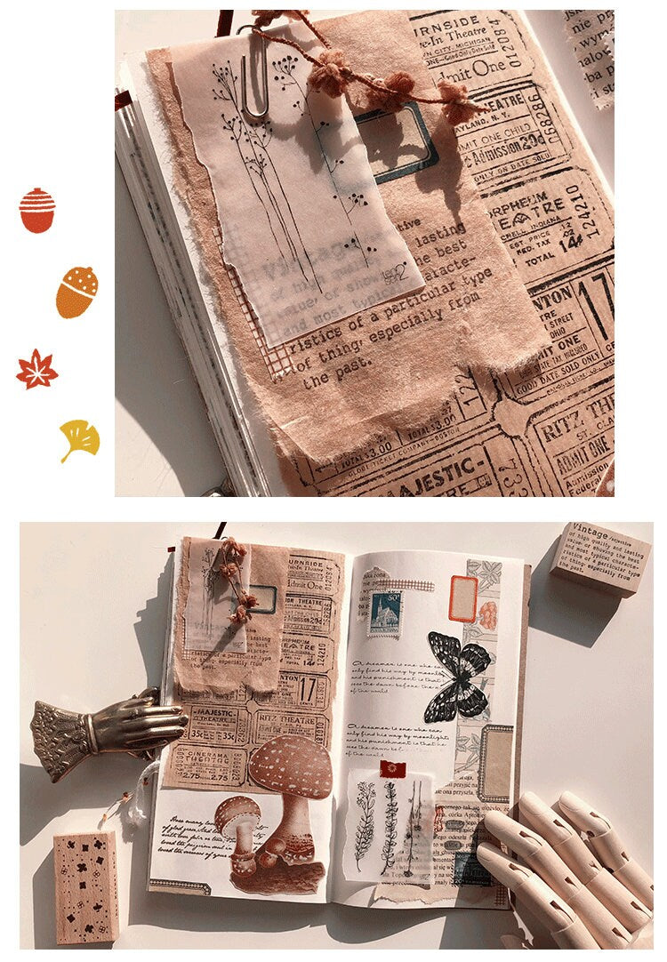 35pcs Vintage Scrapbook Paper Kit for Junk Journal, Handmade Paper Journal Kit, Journal Ephemera Pack, Much01