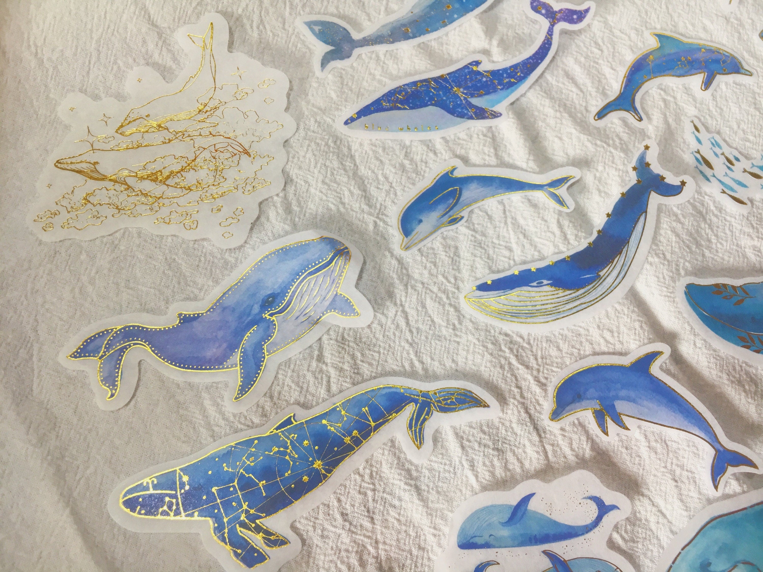 60pcs Stickers, Whale Sticker Pack,Weekly Planner,Gold Foil Animal Kawaii Stickers,Deco Stickers