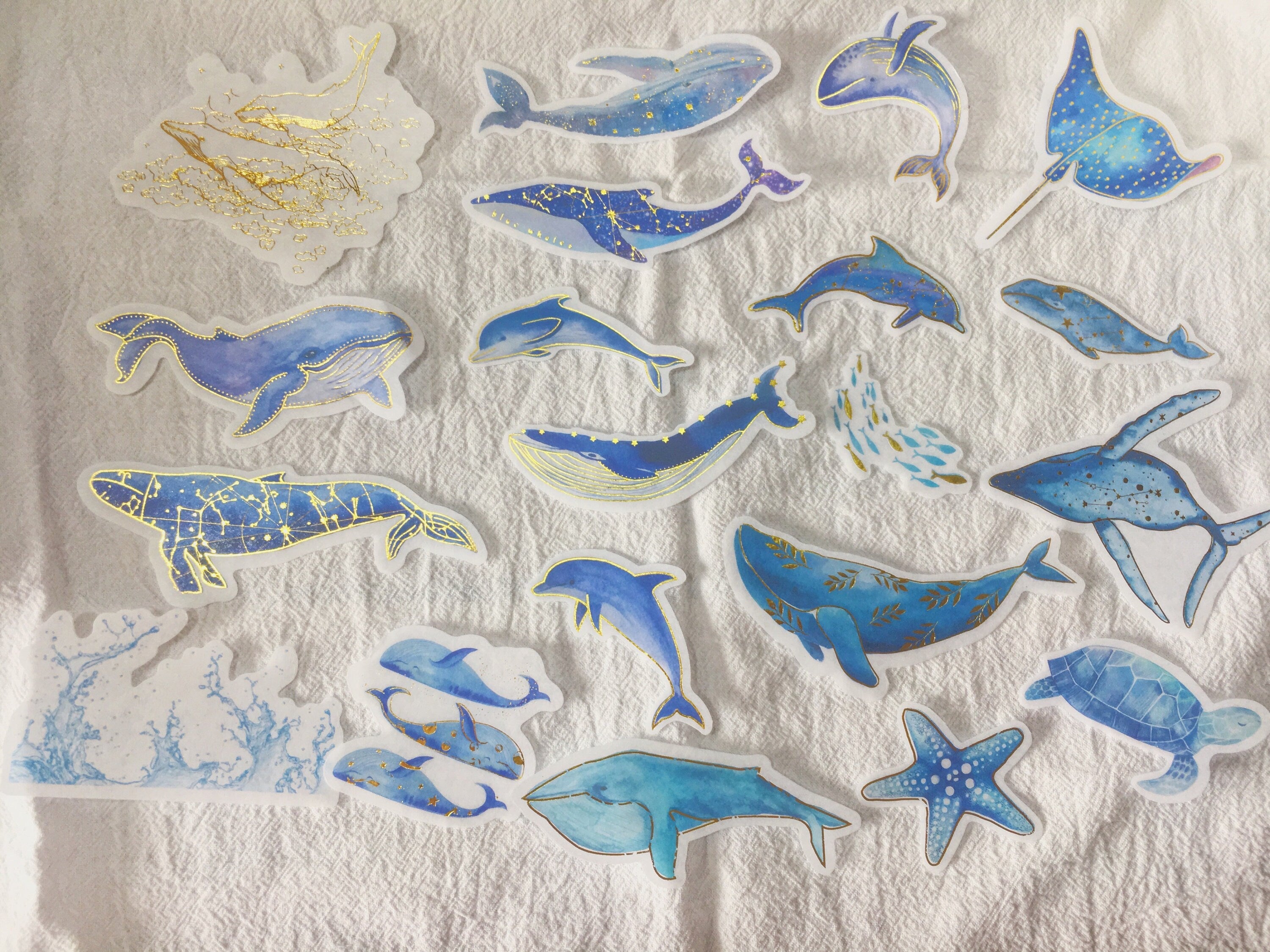 60pcs Stickers, Whale Sticker Pack,Weekly Planner,Gold Foil Animal Kawaii Stickers,Deco Stickers