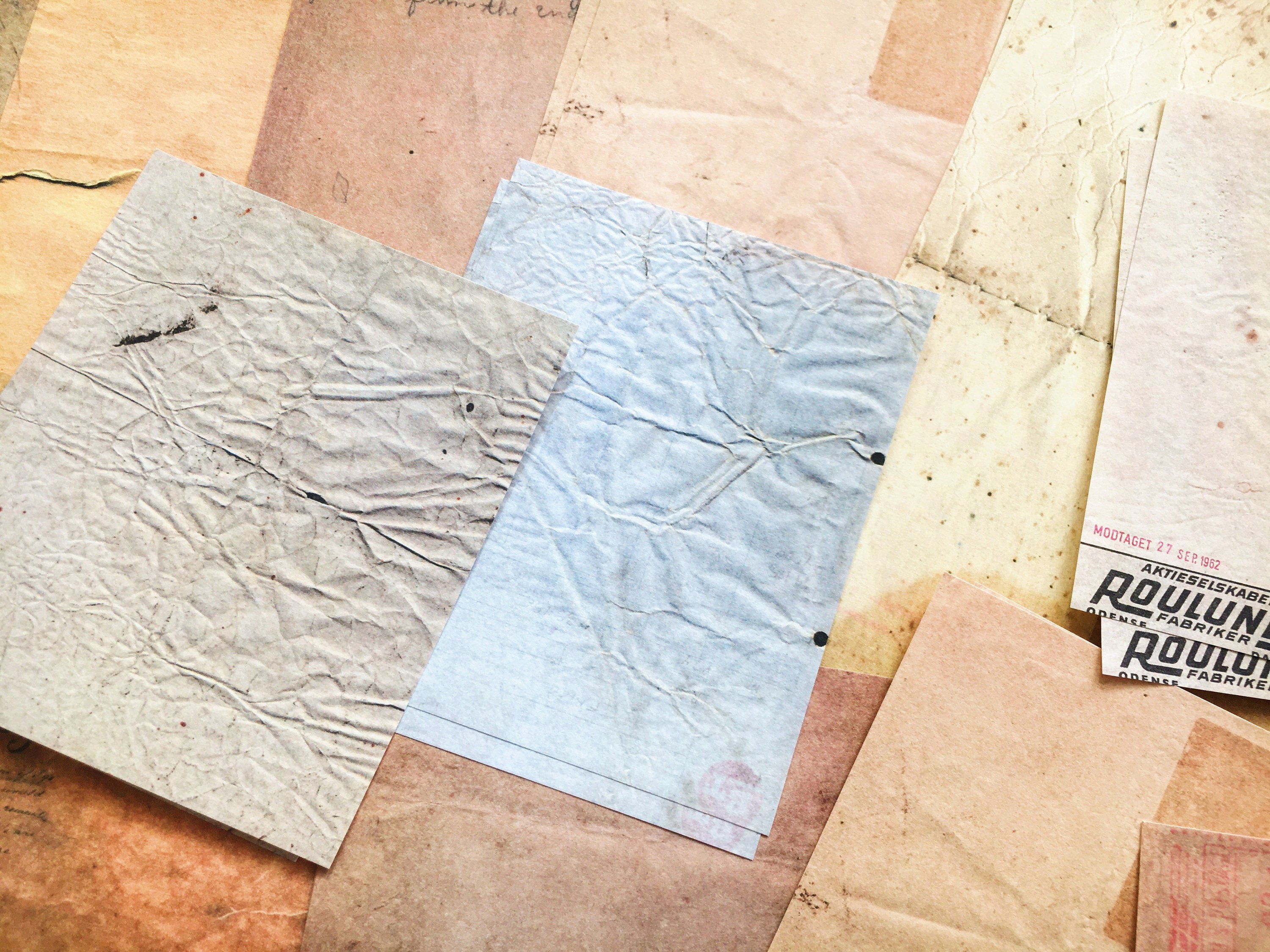 60pcs Fold Line Junk Jounal Kit, Decoupage Paper, Junk Journal Handmade, Scrapbook, AL044