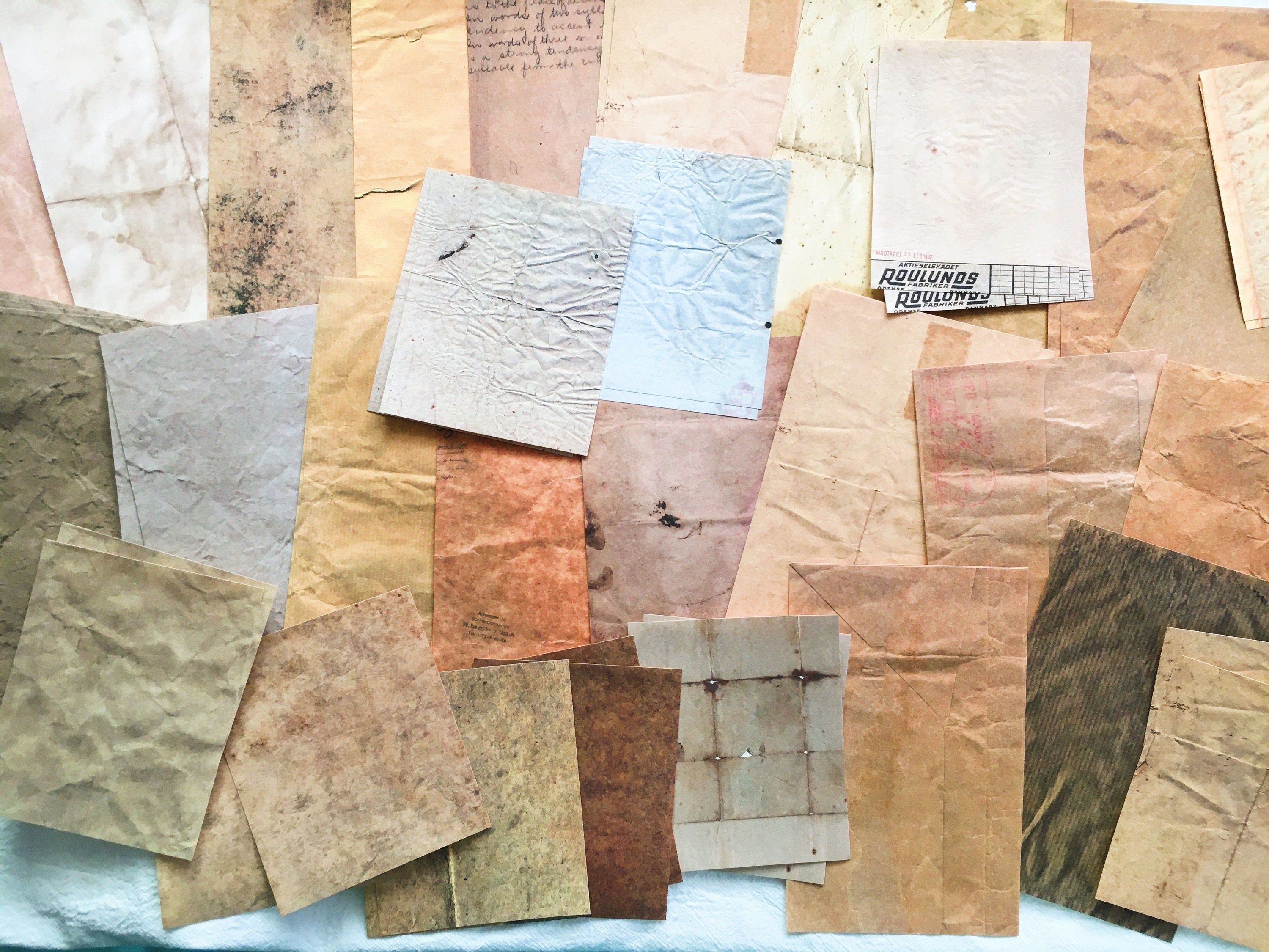 60pcs Fold Line Junk Jounal Kit, Decoupage Paper, Junk Journal Handmade, Scrapbook, AL044