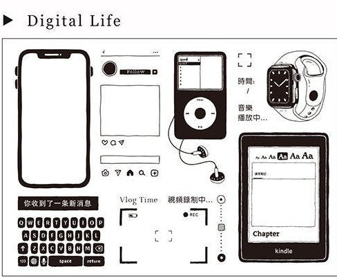 Digital Life, Apple iphone, Camera, Swatch Rubber Stamps Set