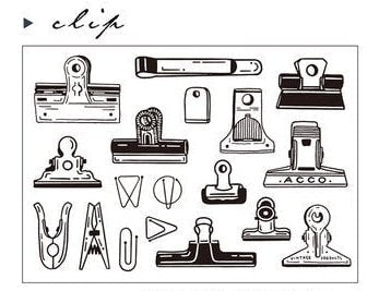 Clips Rubber Stamps Set