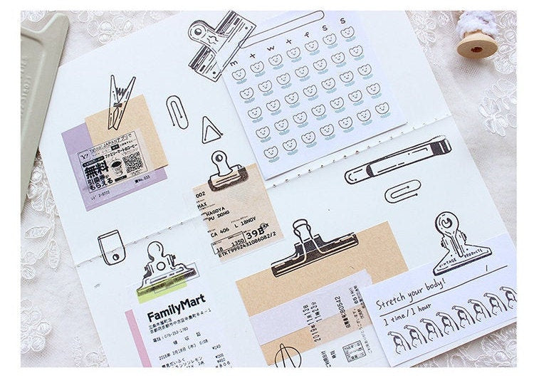 Clips Rubber Stamps Set