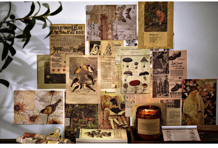 60pcs Booklet Junk Journal Kit,Music, Letter Handmade Scrapbook Papar Kit,Collage Kit, AL585-595