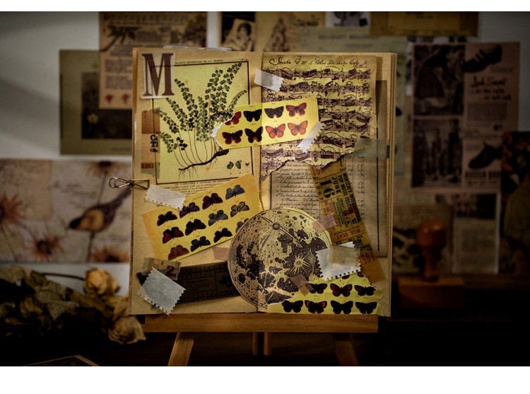 60pcs Booklet Junk Journal Kit,Music, Letter Handmade Scrapbook Papar Kit,Collage Kit, AL585-595