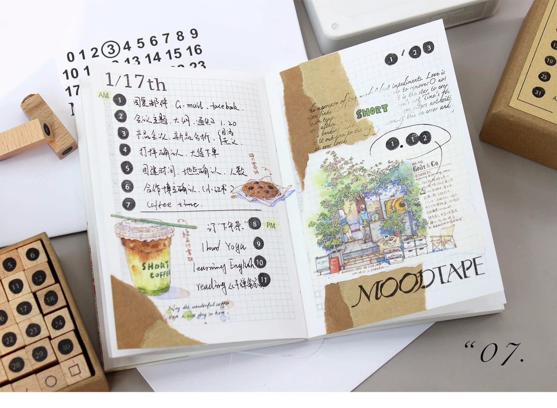 Number Planner Stamps, Calendar Stamps, Wooden Rubber Stamps, Bullet Journal Stamps, Daily Planner Stamps, Weekly Planner, Mood-334