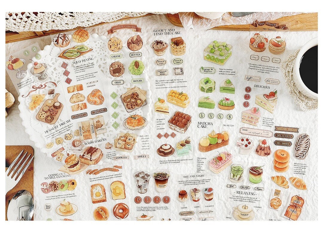 Bread, Cake, Dessert Stickers Sheet