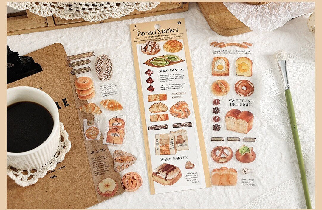 Bread, Cake, Dessert Stickers Sheet