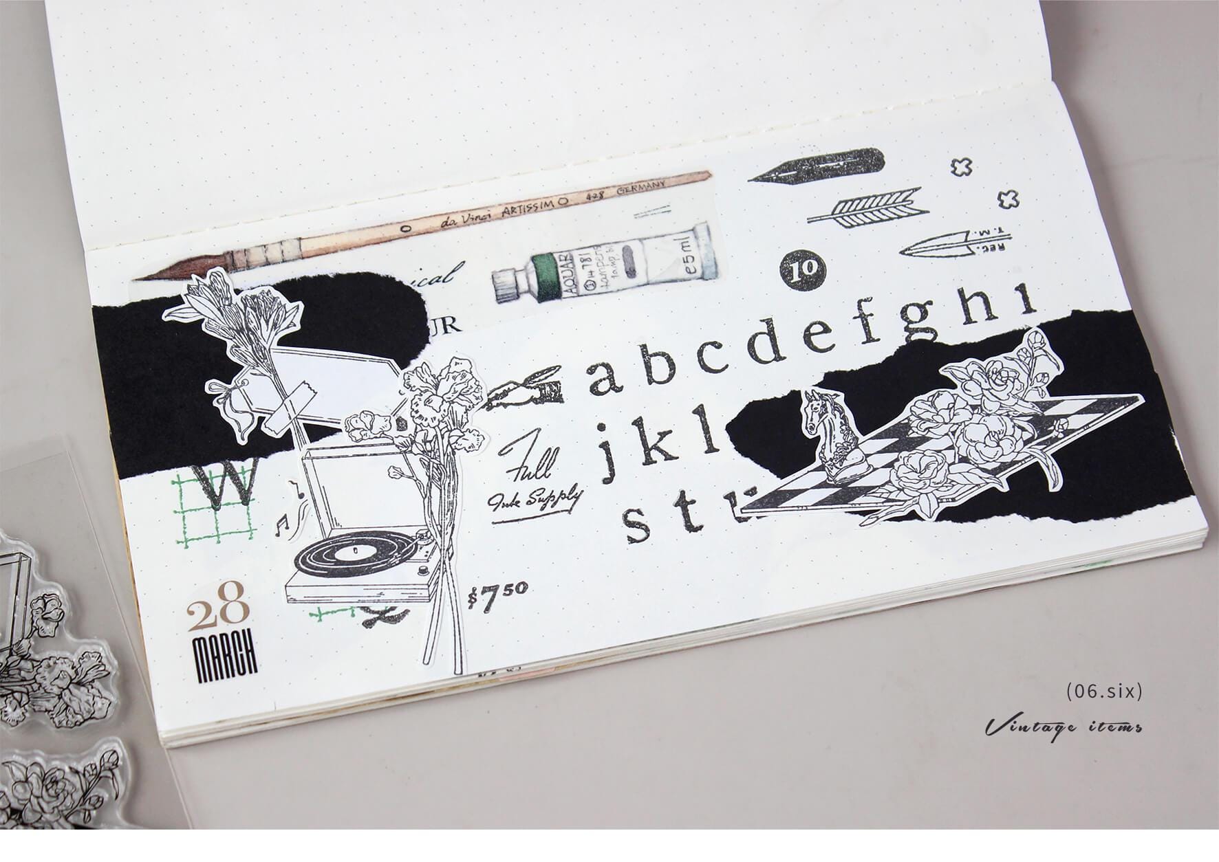 Flower Frame Rubber Stamps, Rubber Stamps Set, Bullet Journal Stamp, Junk Journal, Mood-389