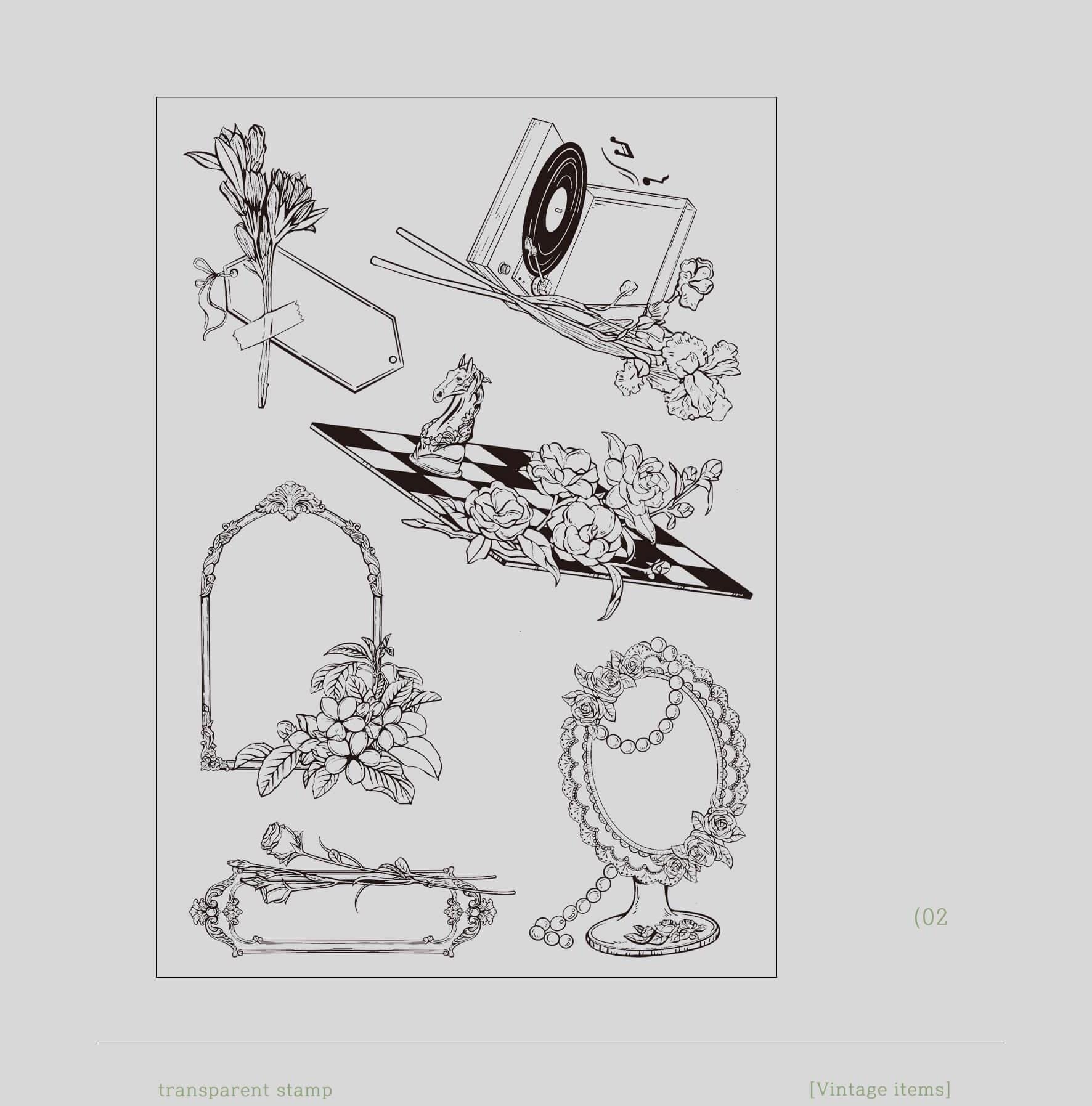 Flower Frame Rubber Stamps, Rubber Stamps Set, Bullet Journal Stamp, Junk Journal, Mood-389
