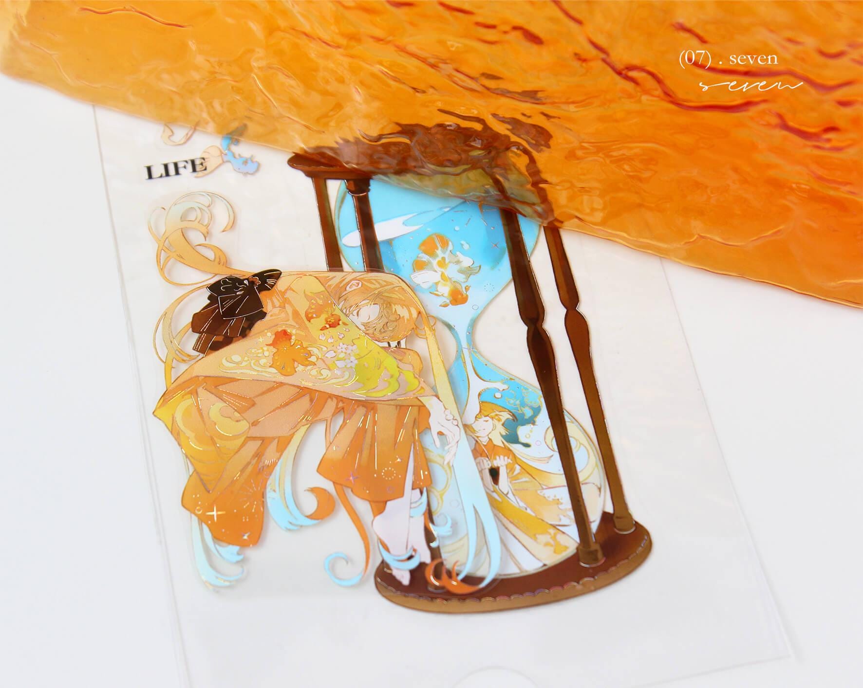 Orange Kimono Girl PET Tape, Clear Tape, Junk Journal Kit, Bullet Journal, Mood-392
