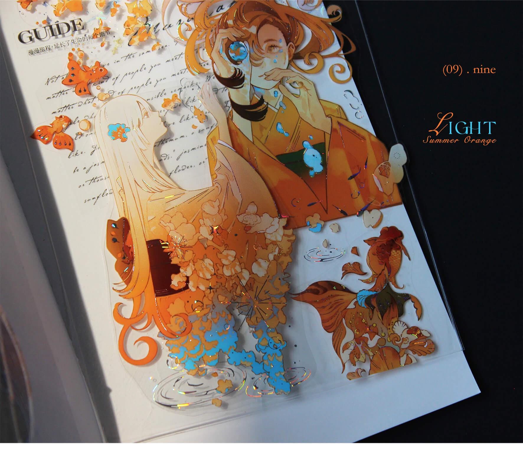 Orange Kimono Girl PET Tape, Clear Tape, Junk Journal Kit, Bullet Journal, Mood-392