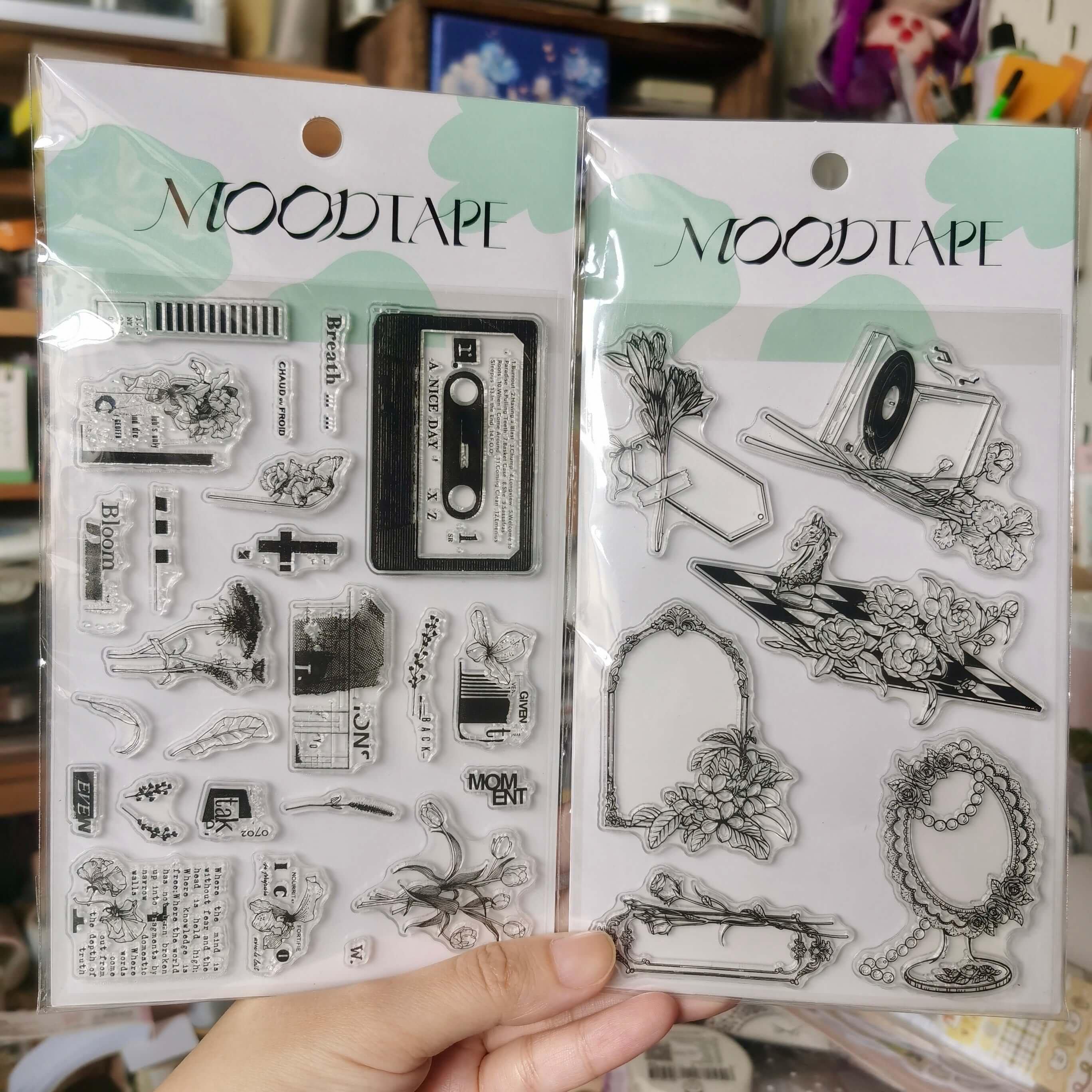 Flower Frame Rubber Stamps, Rubber Stamps Set, Bullet Journal Stamp, Junk Journal, Mood-389