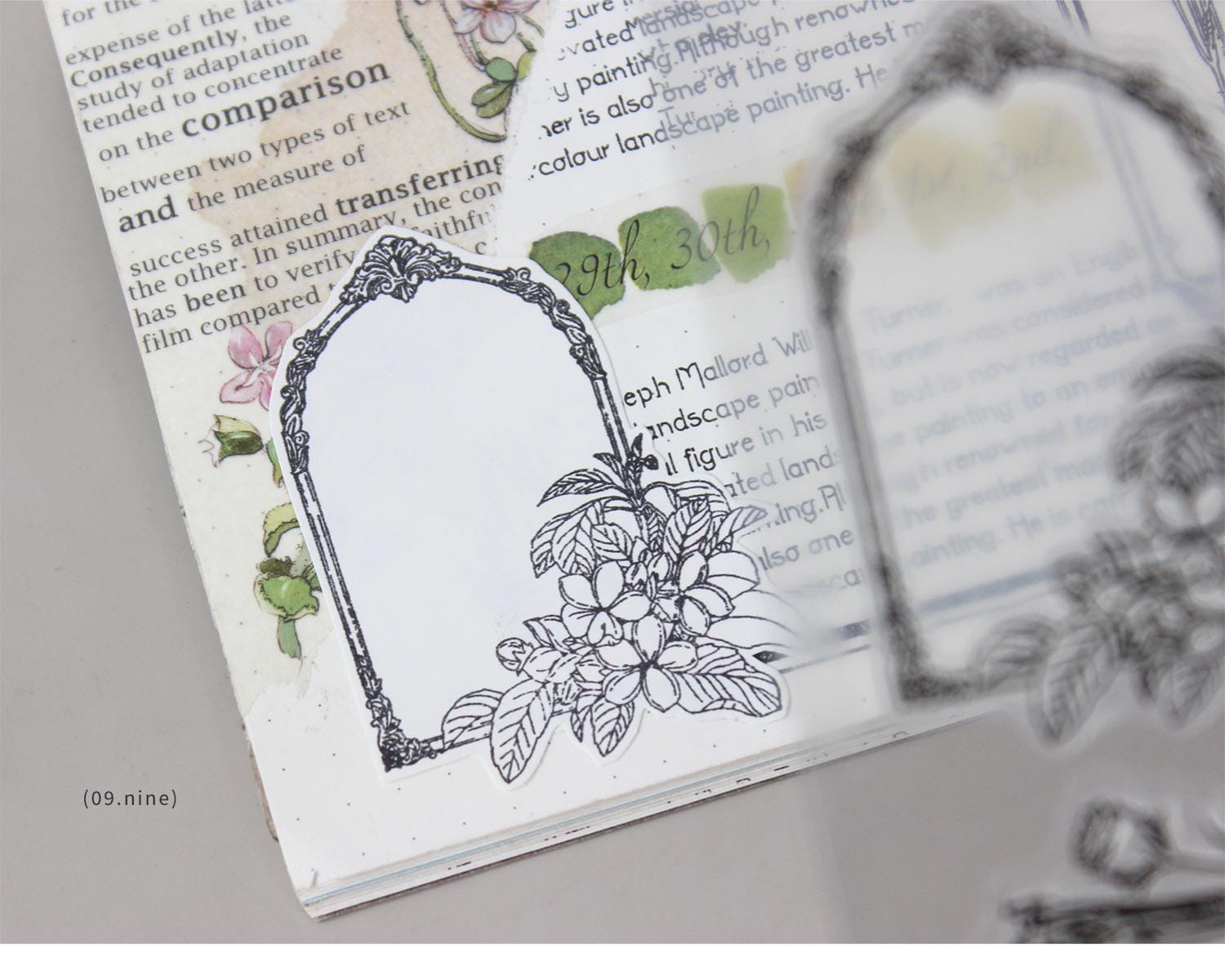 Flower Frame Rubber Stamps, Rubber Stamps Set, Bullet Journal Stamp, Junk Journal, Mood-389