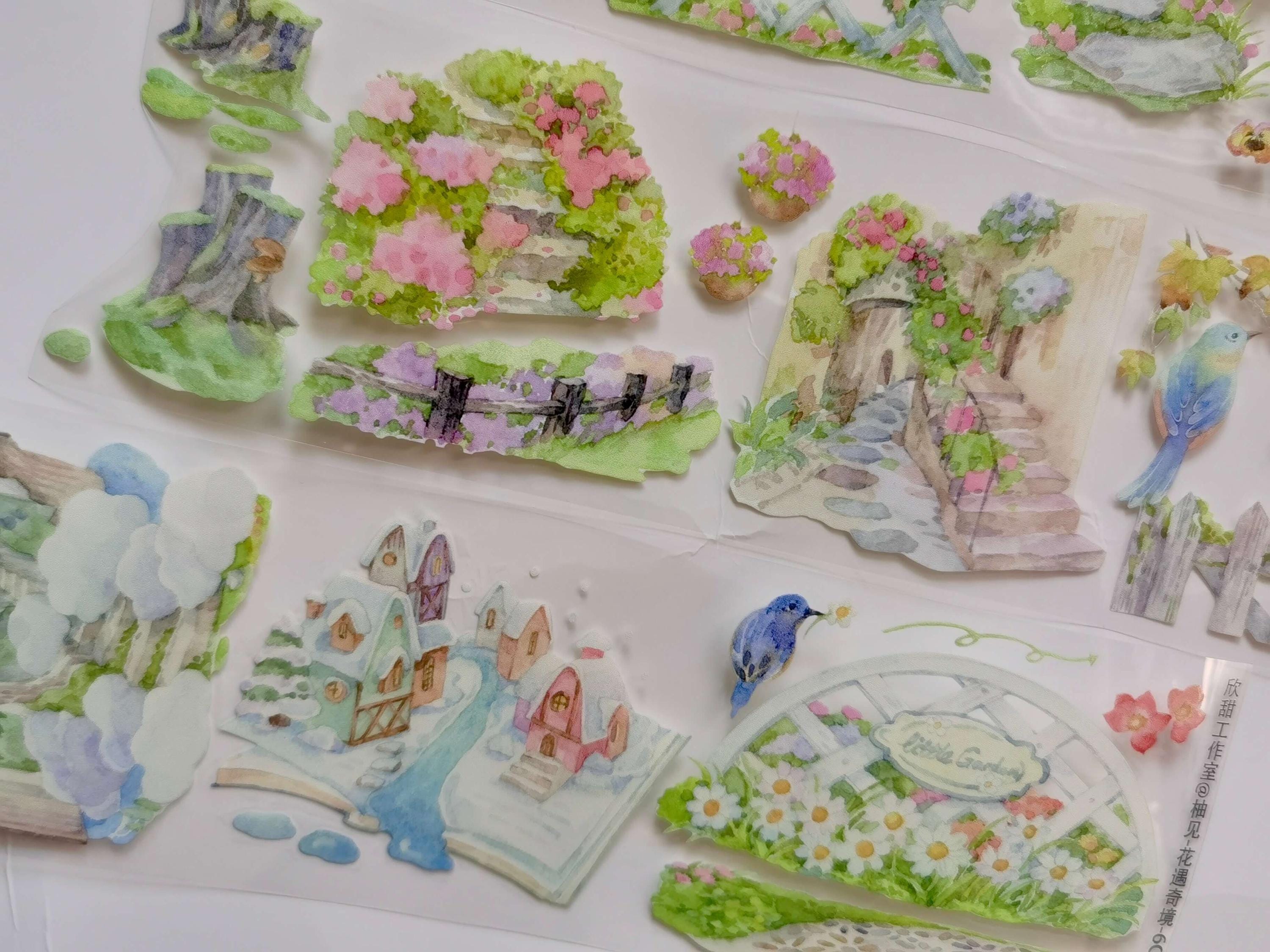 Garden Scenery PET Tape, Washi/Clear Tape, Junk Journal Kit, Bullet Journal,XT-02