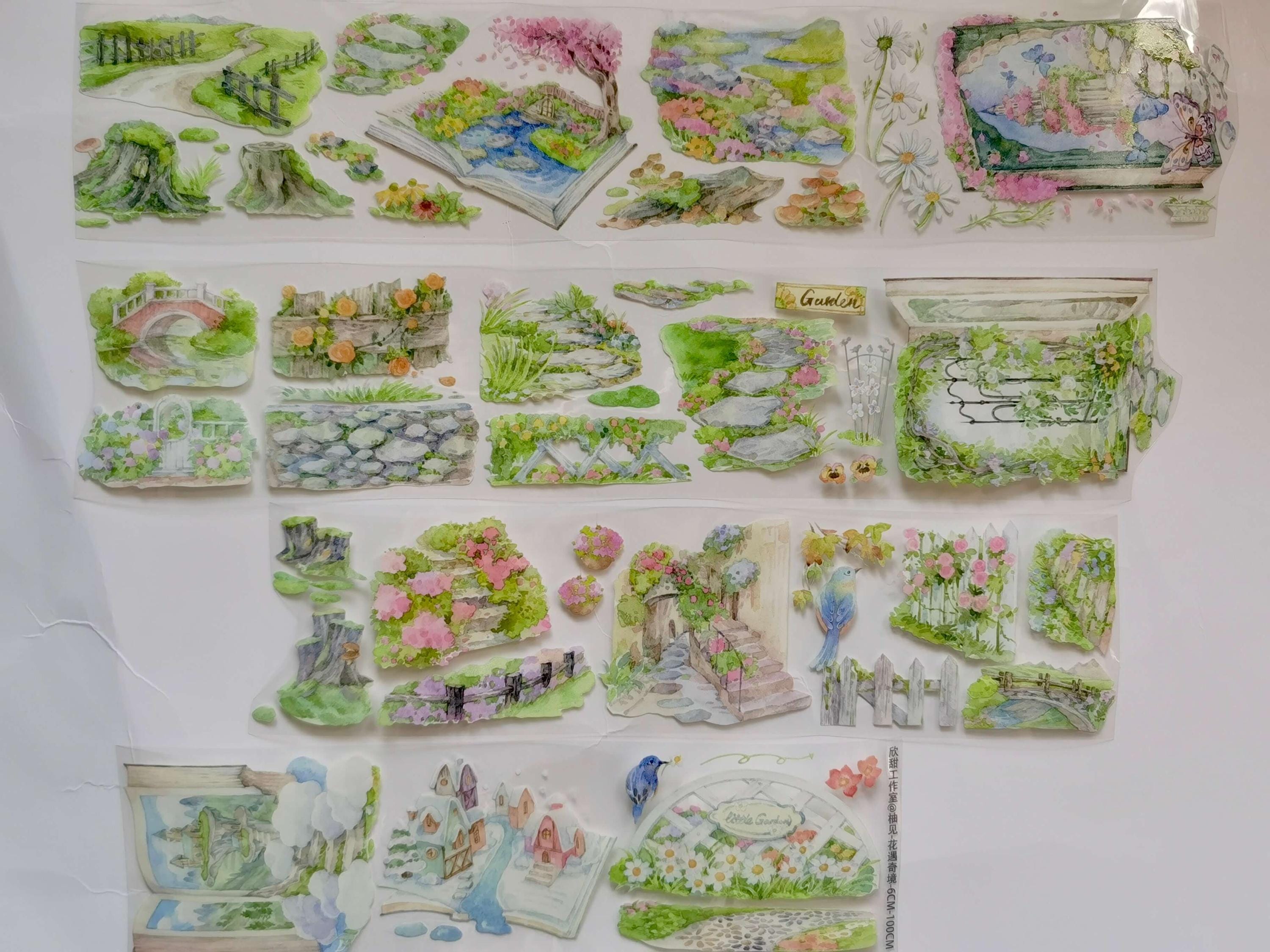 Garden Scenery PET Tape, Washi/Clear Tape, Junk Journal Kit, Bullet Journal,XT-02