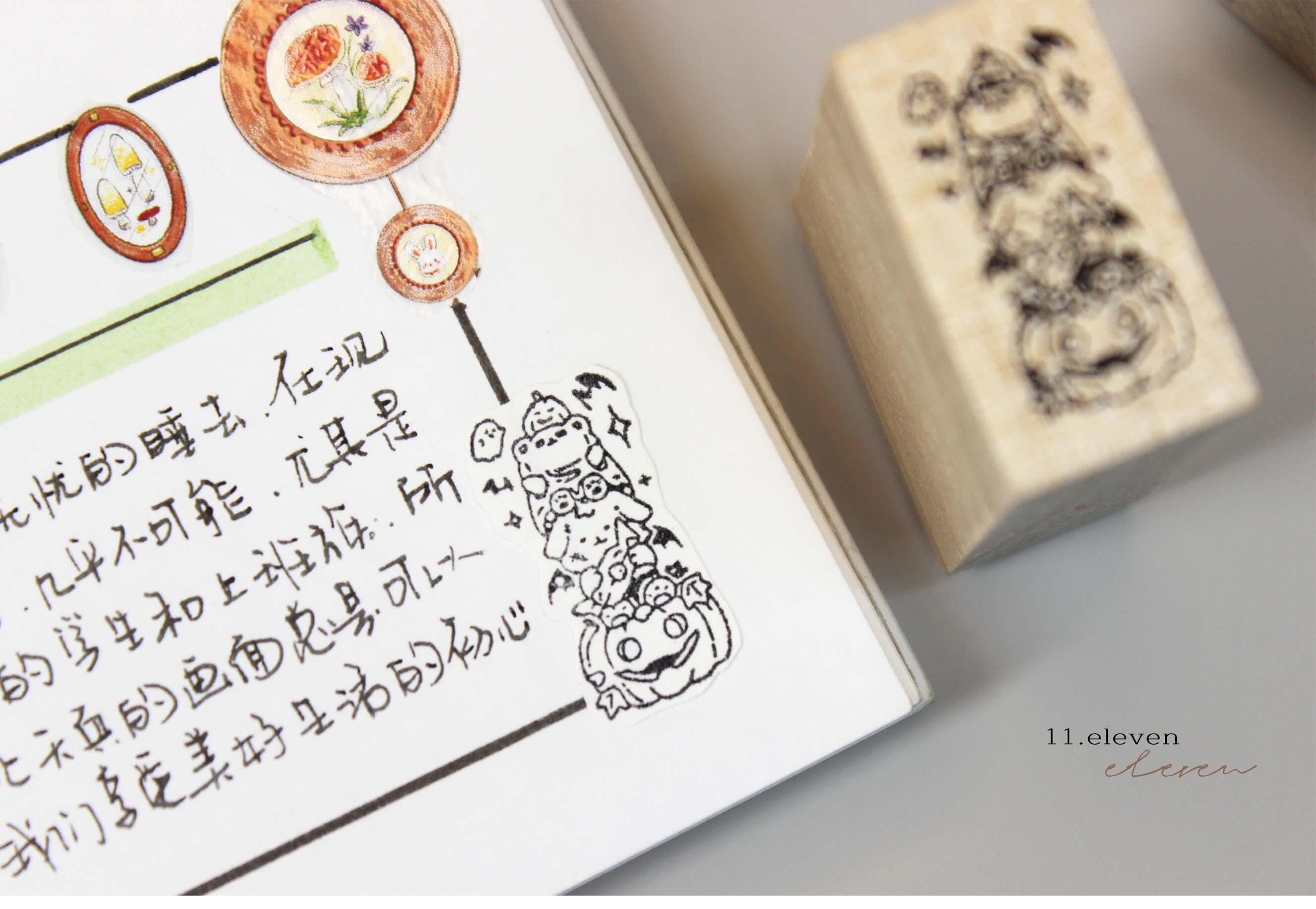 Mini Christmas Stamps Set, Wooden Stamps, Rubber Stamps, Mood-402