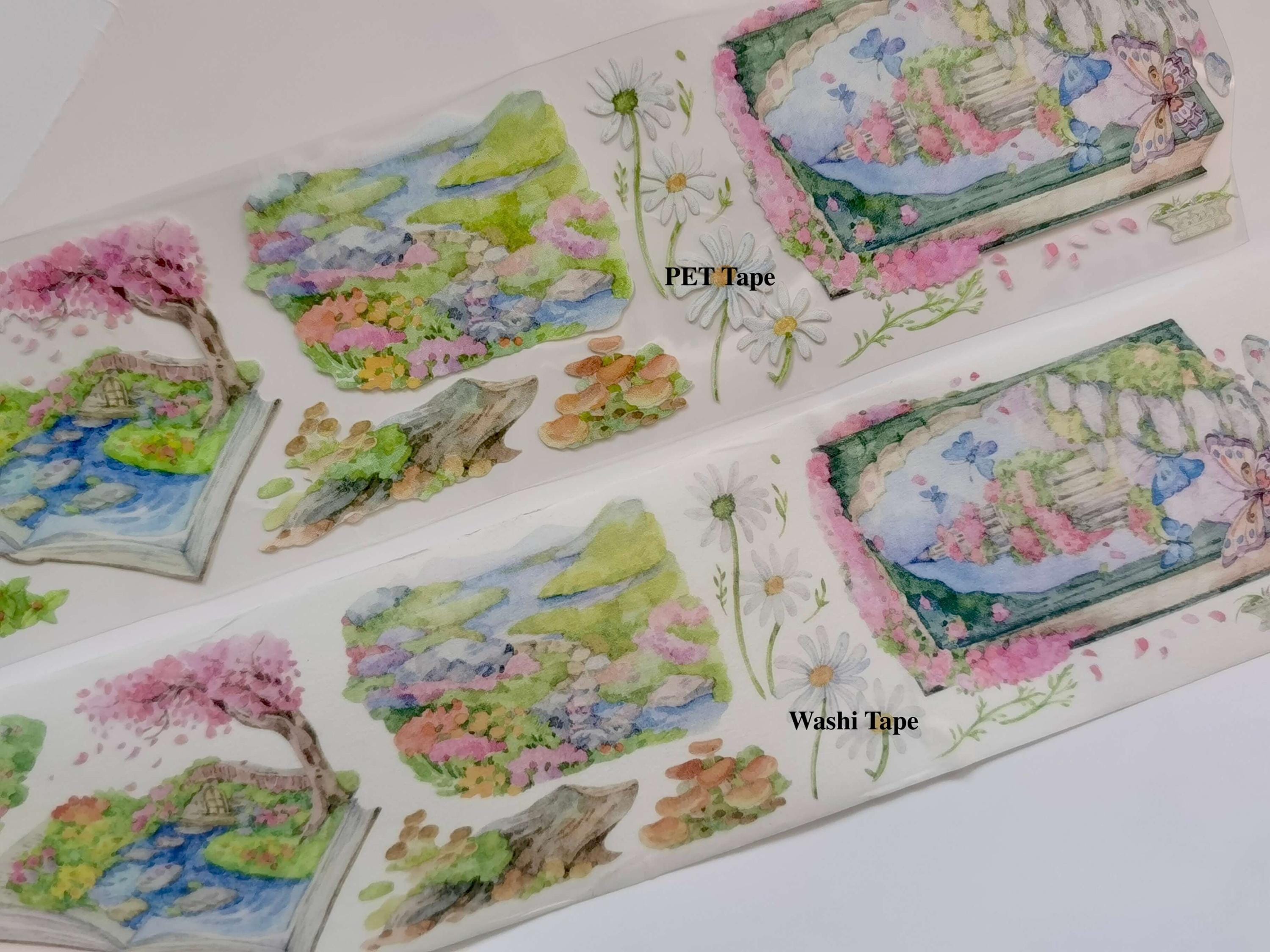 Garden Scenery PET Tape, Washi/Clear Tape, Junk Journal Kit, Bullet Journal,XT-02