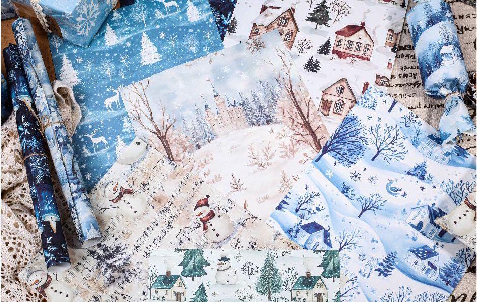 Christmas Wrapping Paper, Junk Journal Kit, Christams Tree, Winter, Snowman, Music, AL936