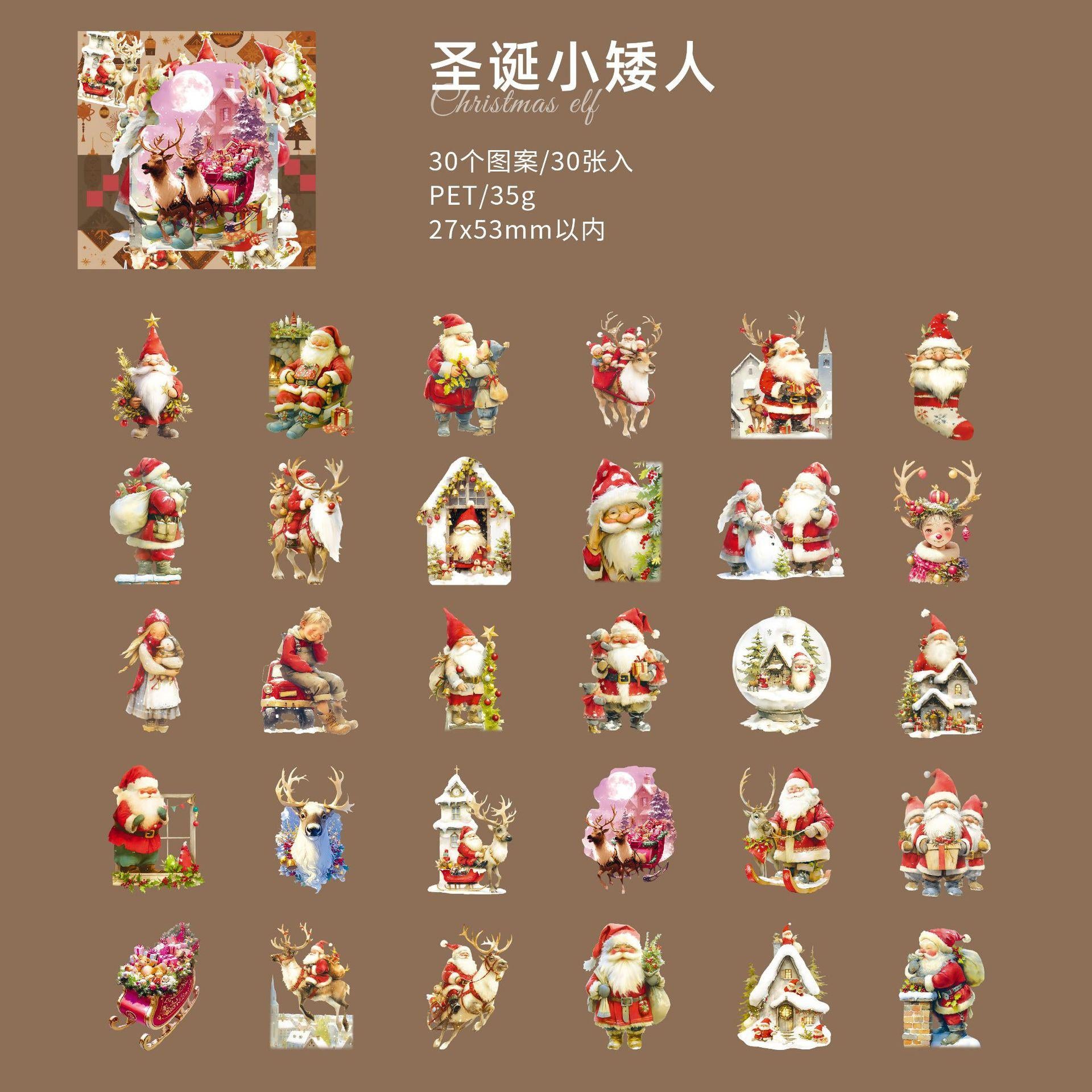 Christamas Santa Claus Sticker Pack, Funny Stickers, Kawaii Stickers, Junk Journal Kit, AL941-2