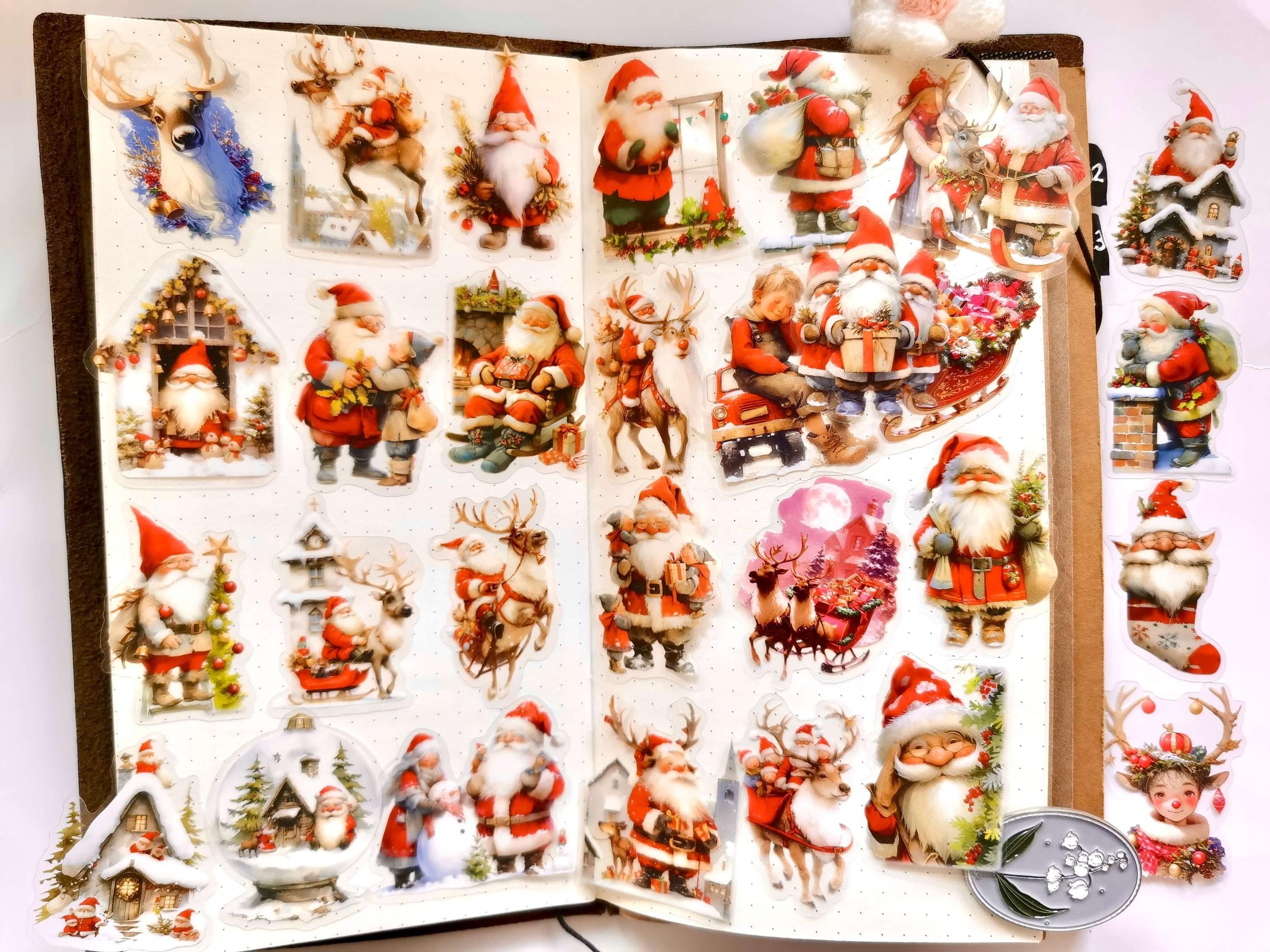 Christamas Santa Claus Sticker Pack, Funny Stickers, Kawaii Stickers, Junk Journal Kit, AL941-2
