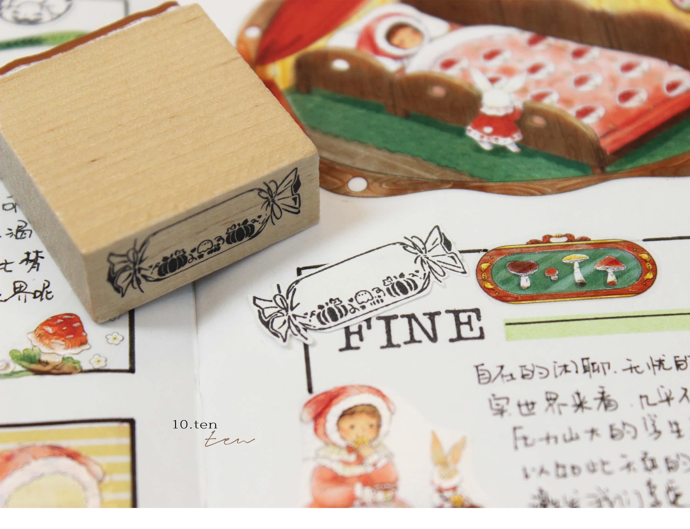 Mini Christmas Stamps Set, Wooden Stamps, Rubber Stamps, Mood-402