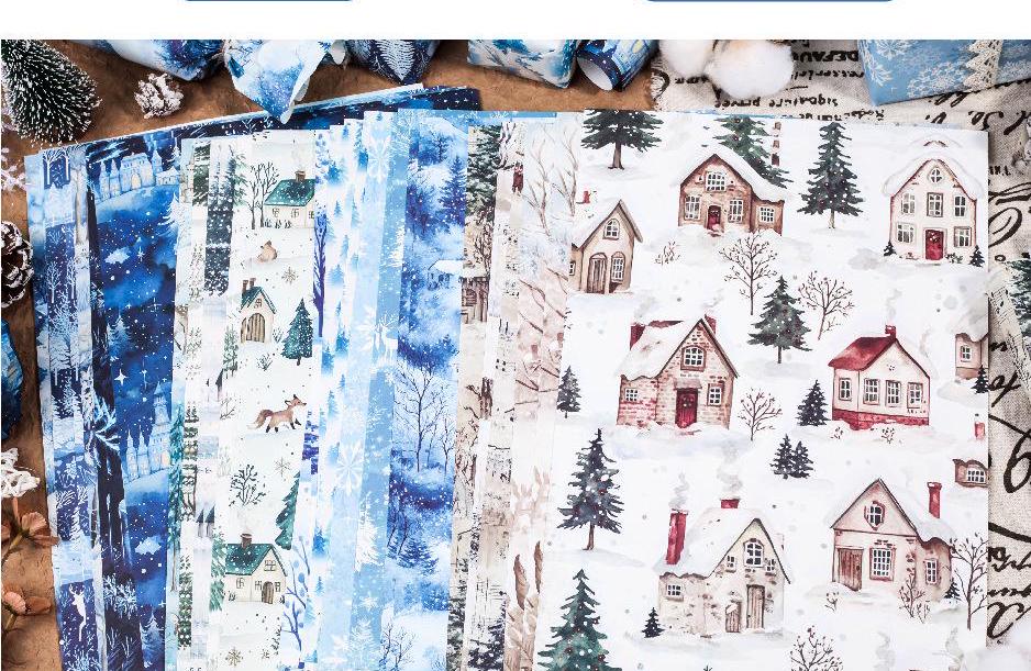Christmas Wrapping Paper, Junk Journal Kit, Christams Tree, Winter, Snowman, Music, AL936