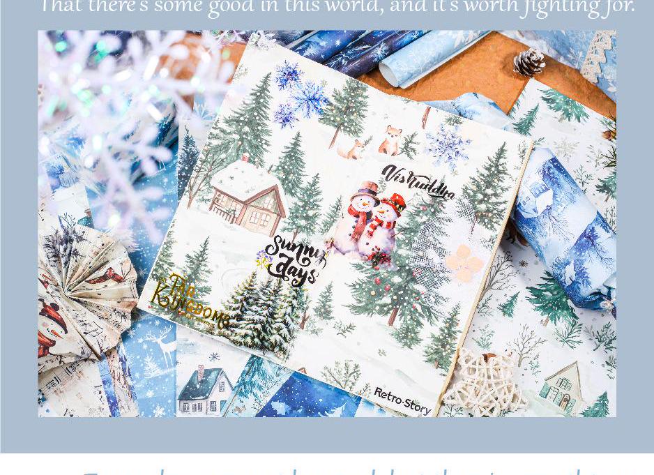 Christmas Wrapping Paper, Junk Journal Kit, Christams Tree, Winter, Snowman, Music, AL936