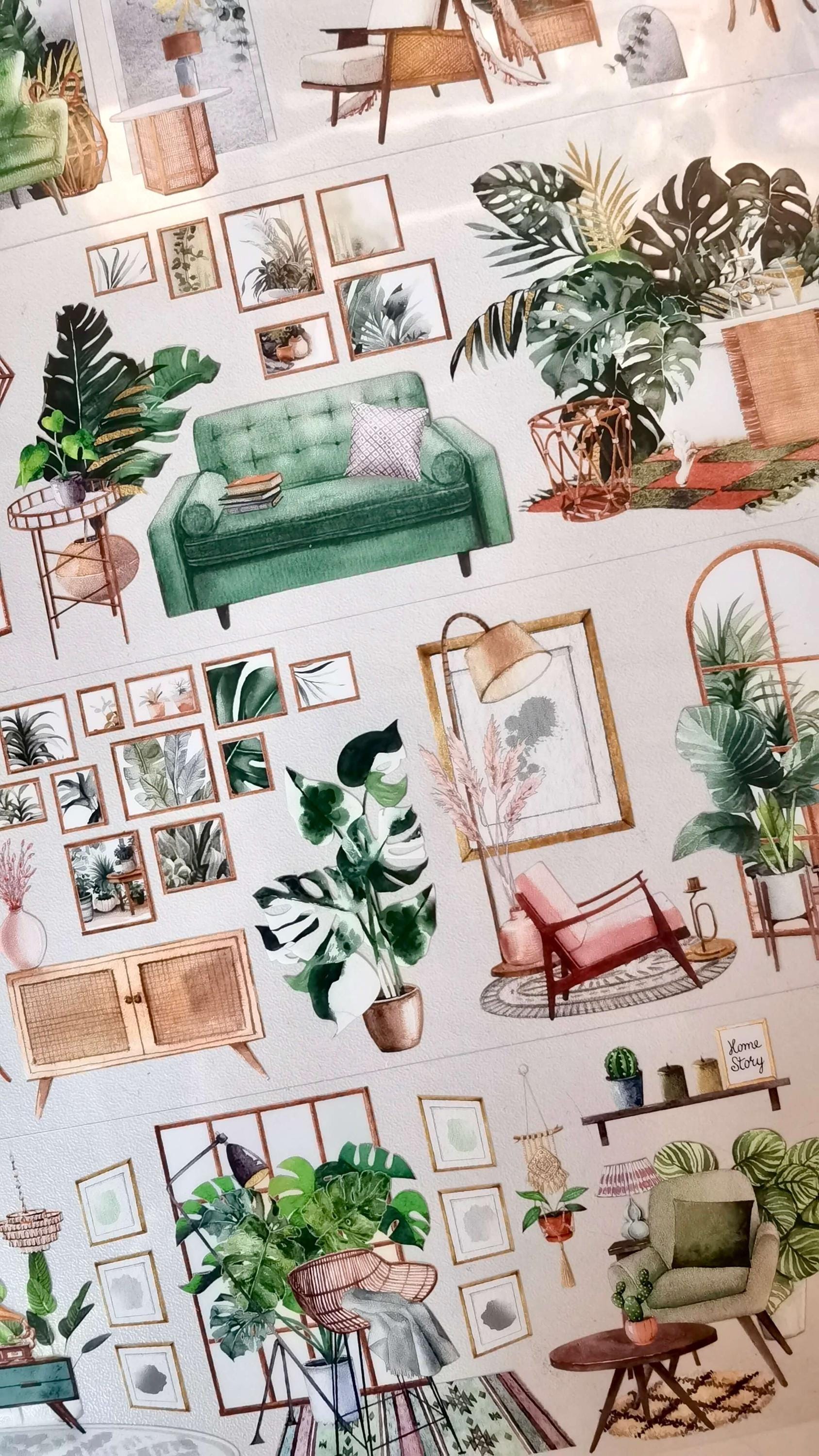 Home Decro Furniture,Greenery Washi/PET Tape