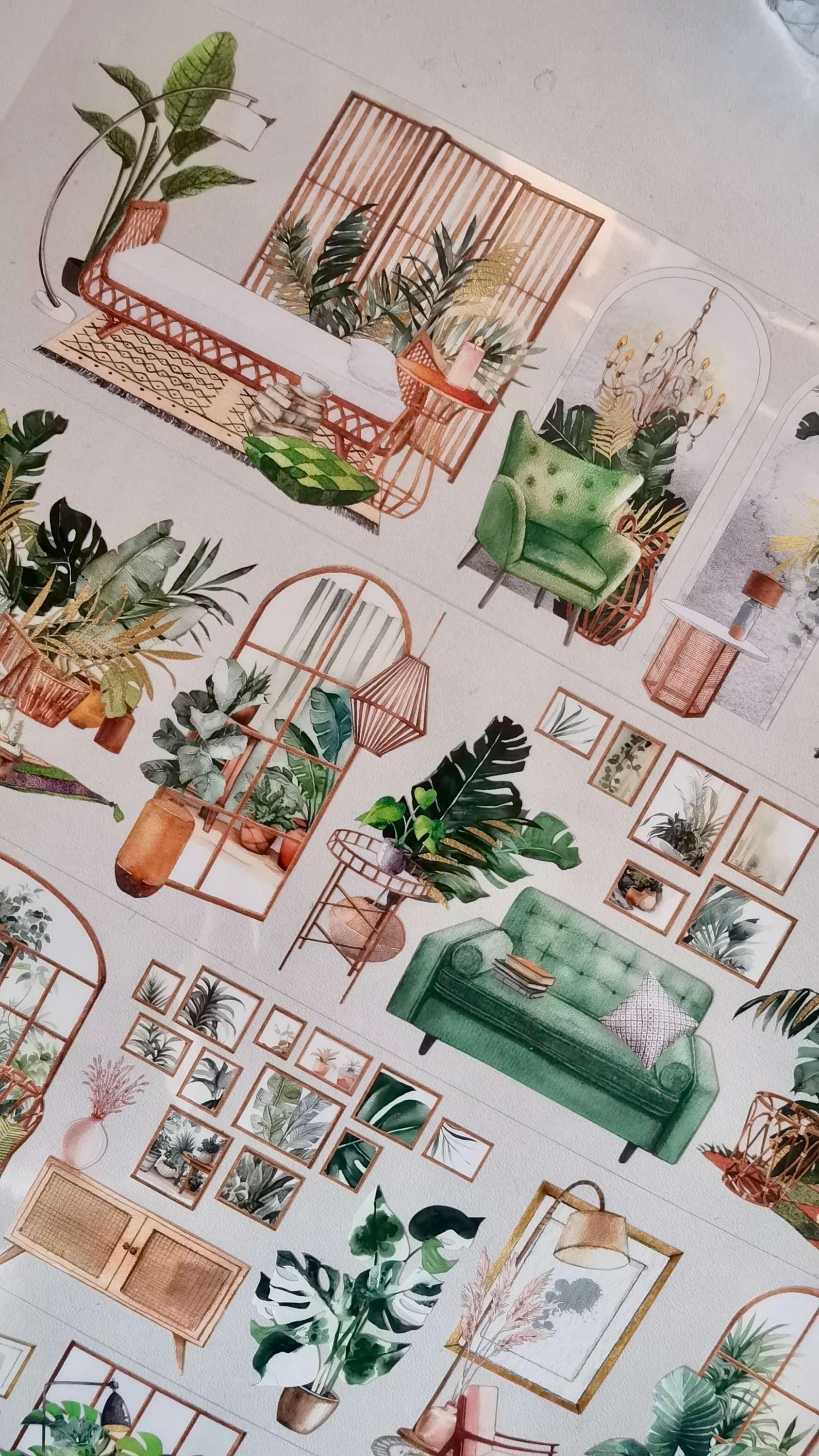 Home Decro Furniture,Greenery Washi/PET Tape